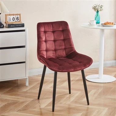 Kursi makan berlapis kain dengan kaki logam